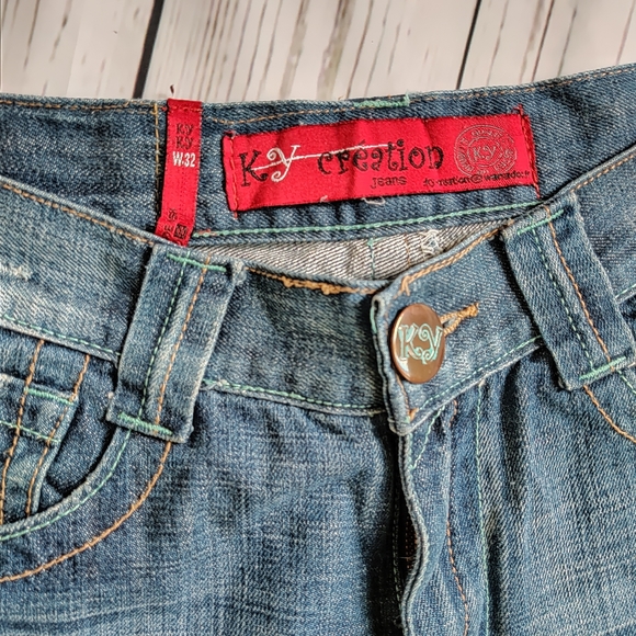 Ky Creation Distressed Blue Bootcut Jeans - Picture 7 of 8